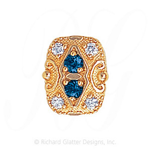 GS525 S/D - 14 Karat Gold Slide with Sapphire center and Diamond accents 